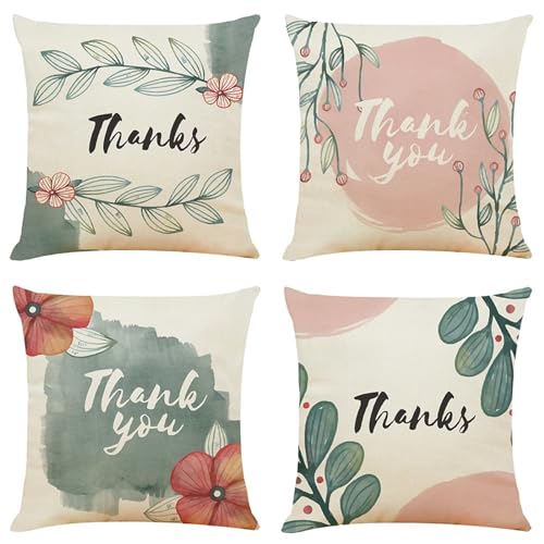 クッションカバー 80x80cm 装飾枕カバー 4枚セット北欧ソファ背当て花植物 おしゃれシンプル 防水 ソフト 座布団カバー モダンスクエア屋外ピローケース 家庭 オフィス 椅子 車内 ベッド インテリア 装飾 夏 I-2992