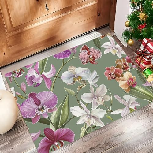 Tapis de sol absorbant et lavable paillasson entrée motifs fleurs - 2