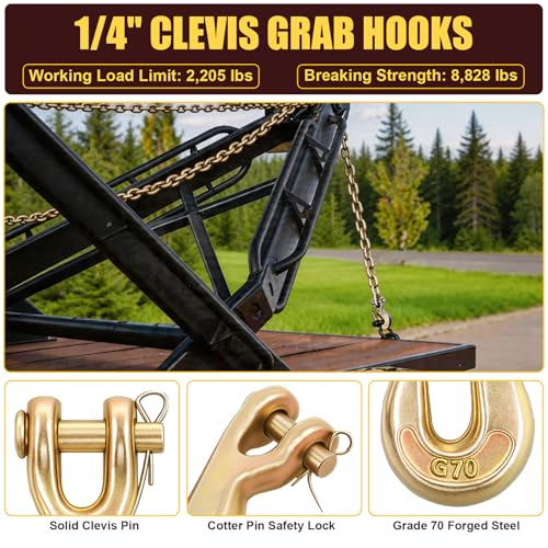 Image of 1 /4 inch Clevis Grab Hooks Grade 70, Forged Steel Chain Hooks, 10 Pack