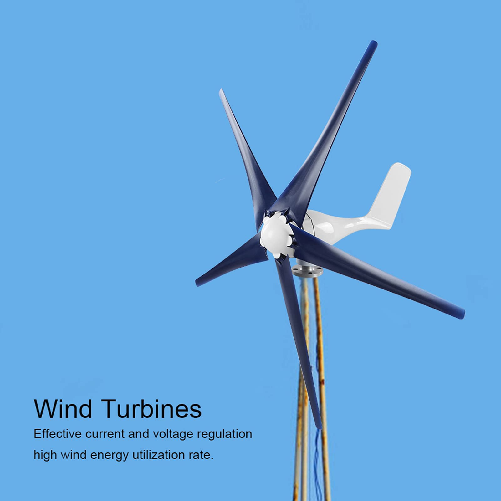 Generatore di turbina eolica, Generatore di mulino a vento 800W Turbina eolica Regolatore del vento 5 pale, Convertitori di energia rinnovabile (24V)
