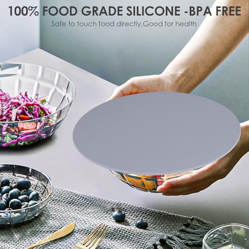 Image of 4 Pack 12 Inch Multi-Purpose Silicone Mat, As Drying Mat, Microwave Mat, Trivet, Pot Holder, Placemat, Utensils Rest, Pad for Hot Pans Plates Dishes Kitchen Countertop, Heat Resistant Mat, Light Gray
