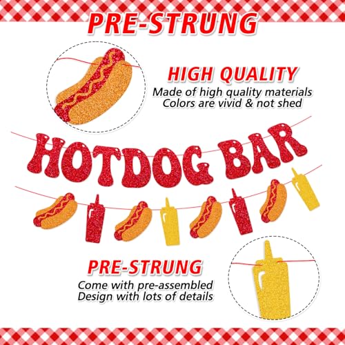 Image of Hot dog Bar Banner Hotdog Birthday Party Supplies for Children Kids Sausage Bday Happy Hot Dog Day Party Decorations