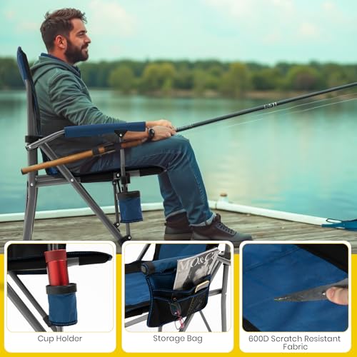 Image of XGEAR Camping Chair with Padded Hard Armrest, Sturdy Folding Camp Chair with Cup Holder, Storage Pockets Carry Bag Included, Support to 400 lbs