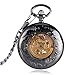 OIFMKC Pocket Watch Mechanical Automatic Pocket Watch Fashion Lovely Arabic Numbers Hollow Fob Clock Men Women Best Gift Pendant Necklace Chain
