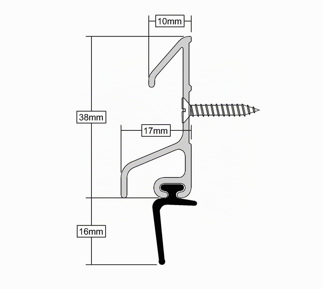 Deflettore per pioggia Stormguard XRD in argento, 914 mm, con guarnizione in gomma, barra antipioggia, guarnizione per porte, in UPVC e legno