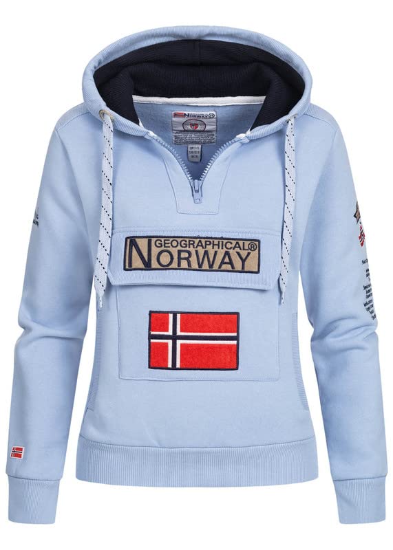 Geographical Norway Gymclass Lady - Sudaderas Mujer Con Capucha Y Bolsillos - Sudadera Manga Larga Chaqueta Caliente - Cremallera Jersey Mujeres Primavera Verano Otoño Invierno (Azul Cielo L)