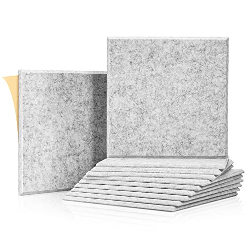 Panneaux Acoustiques Auto-Adhésif, 12 Pack Mousse Acoustique Haute Densité pour la Décoration Murale et le Traitement Acoustique, Insonorisation Phonique Mur (30x30x0.9cm) Cover