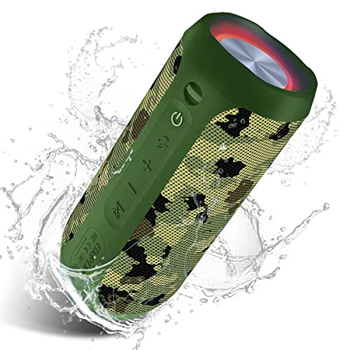 Eduplink Waterproof Portable Bluetooth Speaker - 20W Louder Wireless Speaker With 20 Hours Playtime, Tws Pairing, Rgb Lights, And Tf Slot - Perfect For Beach And Pool, Camouflage #TOP13