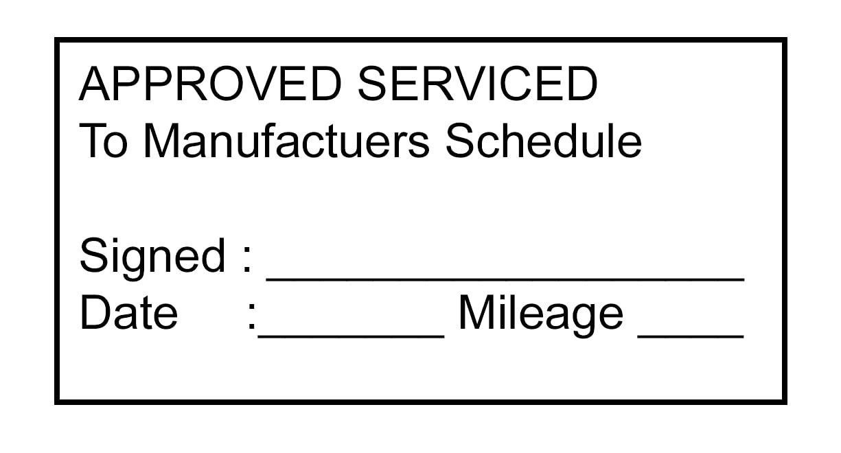 Approved SERVICED to Manufacturers Schedule Self Inking Garage Mechanic Home Service Self Inking Rubber Stamp Size - 59 X 23 MM