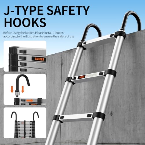 image for Telescoping Ladder,12.5FT Aluminum Multi-Purpose Collapsible Ladder wi