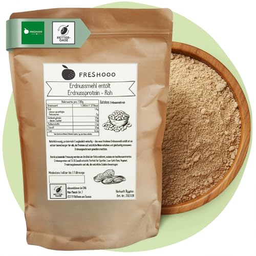freshooo Erdnussmehl entölt & roh | 1 0 kg | Erdnussprotein | 55% Protein | ökologisch-nachhaltig abgepackt