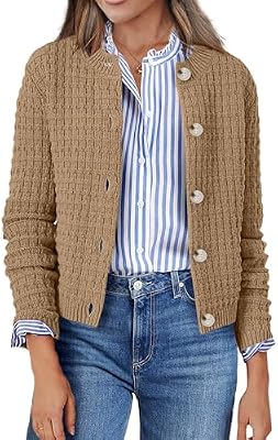 Zeagoo Women's Fall 2026 Cardigan Sweater – Long Sleeve Knit Cropped Jacket