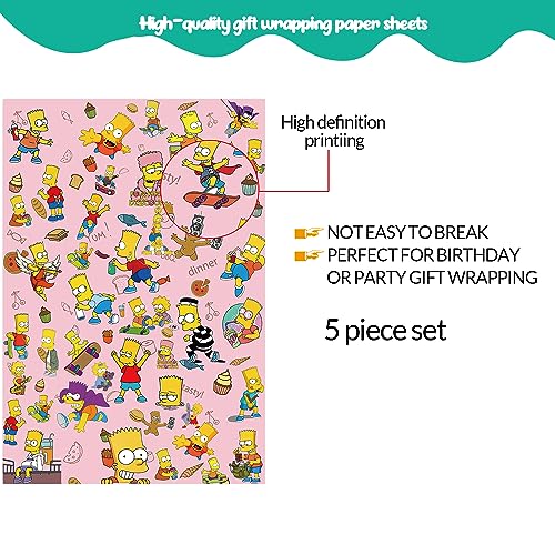 Bonamana Simpsons, 5 fogli di carta da regalo 51 x...