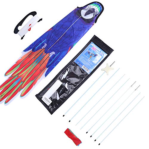 JEKOSEN Parrot Huge Kite for Kids and Adults Easy to Fly Single Line String with Tail for Beach Trip Park Family Outdoor Games and Activities - Thumbnail 7
