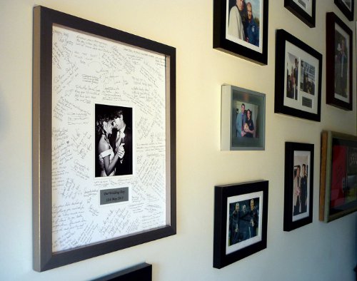 Personalised Wedding Guest Book Frame - LARGE - Contemporary alternative to the traditional guest book (Silver-Ivory-Portrait)
