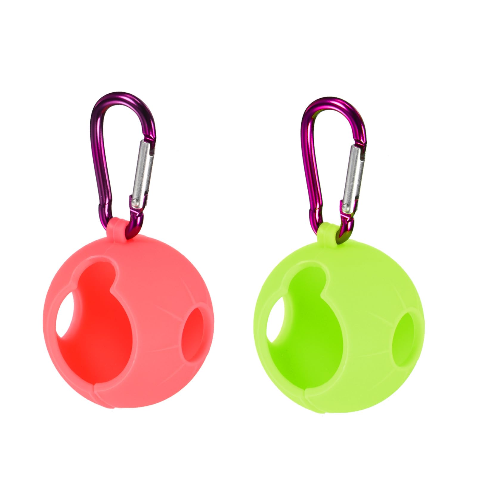 PATIKIL Golf Ball Holder, 2 Pack Silicone Balls Carrier Protective Portable Sleeve with Buckle for Golf Bag Belt Pink, Green
