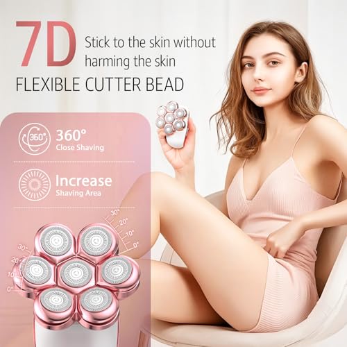 Image of SHPAVVER Electric Razors for Women Legs: 7D Floating Head Electric Shaver - IPX7 Waterproof Wet Dry Hair Remover - LED Display & Travel Lock for Body Face Bikini