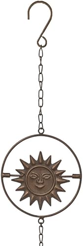 Miniatura 2 de Ganz CG174857 - Cadena de lluvia giratoria cinética de la cara del sol de la pátina dorada, altura de 51 pulgadas