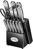 14 Piece Stainless Cutlery with Block Set in Black