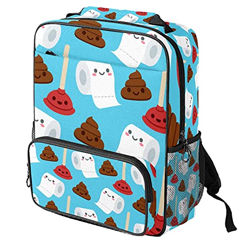 Sac pour ordinateur portable à motif crotte drôle imprimé bleu avec dos rembourré