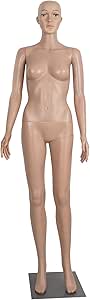 Female Full Body Dress Form Stand - 69 Inch Adjustable Plastic Mannequin with Detachable Parts and Metal Base
