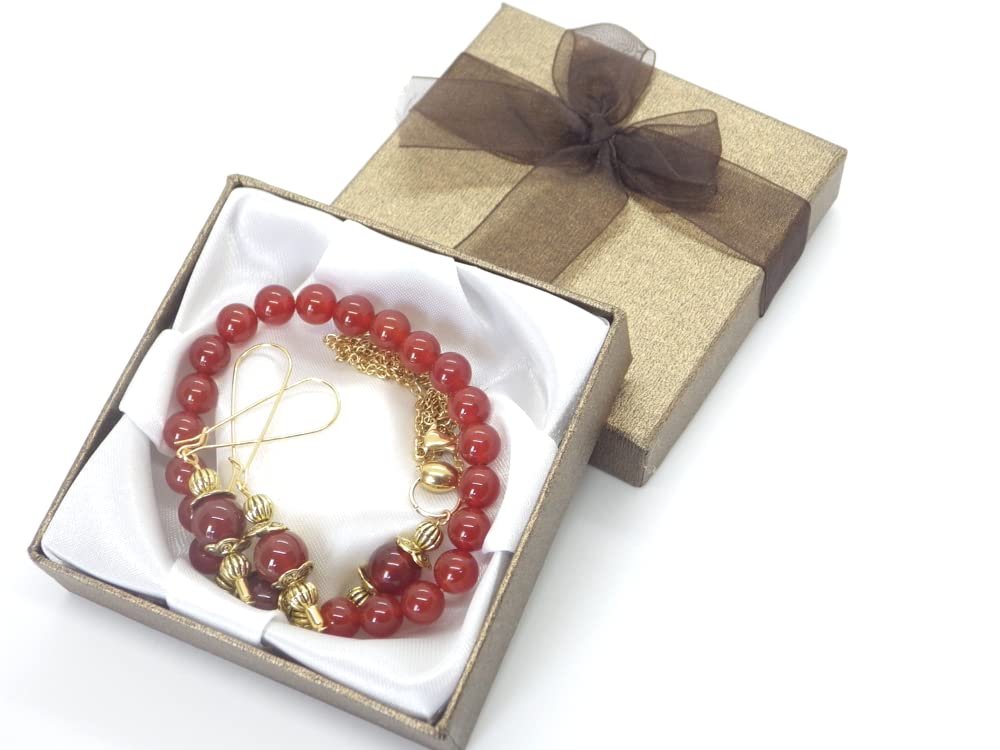 Damenschmuckset mit Armband, Halskette und Ohrringen aus Natursteinen