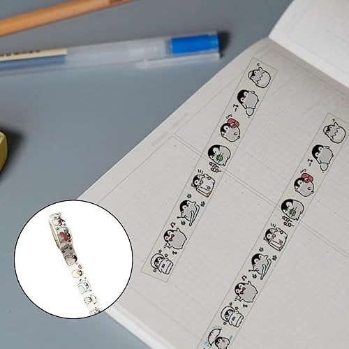 Miniatura 5 de YATEASLU 2 cintas Washi de pingüinos de dibujos animados, cinta washi decorativa, calcomanías adhesivas de animales para bricolaje, envoltura de