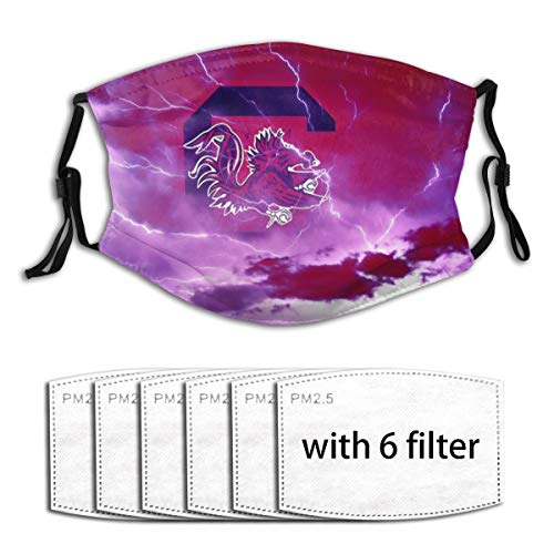 LasGo Washable Face Cover for South Carolina University Football Fan Mouth Cover with 6 Filter Men Women Sports Scarf