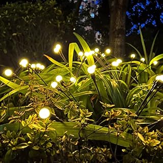Solar Garden Lights, 10LED Starburst Swaying Light, Sway by Wind, Solar Firefly Lights Outdoor Waterproof, Solar Garden Decorative Lights Yard Patio Pathway Decoration, Warm White