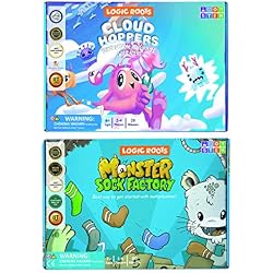 Logic Roots Two Math Games for Kids - Learn Addition, Subtraction, and Multiplication Table | Educational Games for Kids 5 and up for Kids (Monster Sock Factory + Cloud Hoppers)