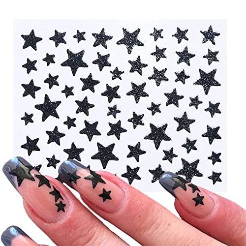10 Sheets Star Nail Art Stickers Decals Nail Art Design Supplies 3D Self-Adhesive Nail Slider Stars Stickers Glitter Shiny Decoration Decal Transfer Adhesive Colorful Nail Art Tips Manicure #TOP6
