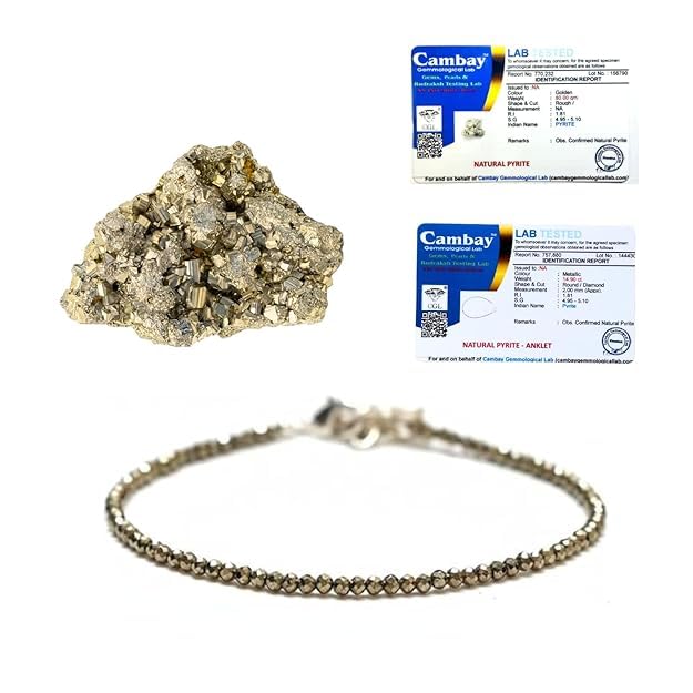 Certified Raw Pyrite & Adjustable Anklet for Women – Money Magnet Healing Crystal Jewelry for Wealth, Prosperity, Balance & Spiritual Gift with Natural Stone Cluster up to 40 gram-image-10