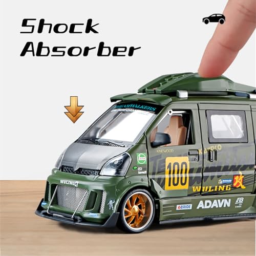 Image of Magicwand Die-Cast Zinc Alloy 1:24 Scale Wuling Track Sports Van【Large】 with 6 Openable Doors,Lights & Music & Steerable Front Wheels【Random Color】【Pack of 1】