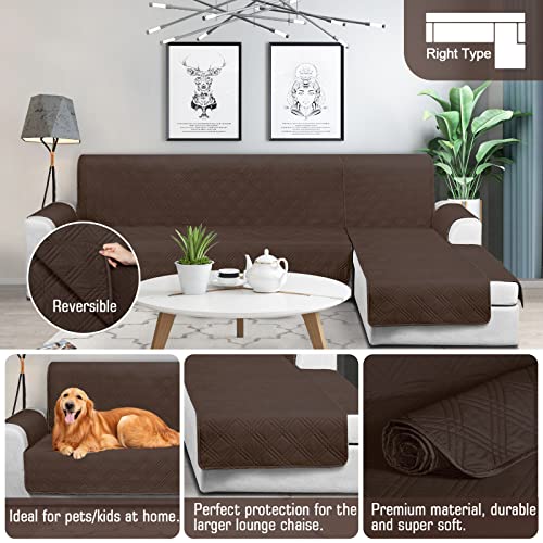 Taococo Waterproof Sectional Couch Covers L Shaped Sofa Covers Chaise Lounge Cover 3Pcs Reversible Sofa Covers For Sectional Sofa Pet Kids Furniture Protector With Elastic Straps(Large, Brown) #TOP2