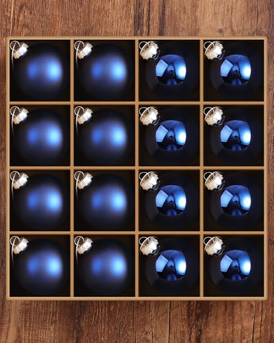 Syhood 16 Pcs Christmas Glass Ball Ornaments Set 2.36" Hanging