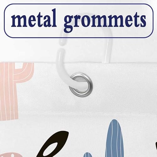 Jawo Cute Kids Shower Curtain, Funny Boho Style Llama Alpaca Cactus Decor Fabric Shower Curtains For Bathroom, Pink Green Blue Cartoon Animals Bath Curtain Set With 12 Hooks, 69X70 Inches #TOP6