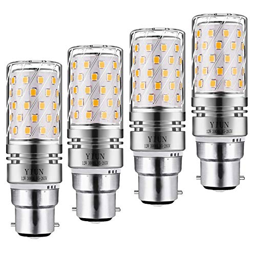 Preisvergleich Produktbild Yiun B22 LED Mais Bulbs12W, 100W Glühlampenäquivalent, 1200lm, warmweiß 3000K LED Kronleuchterlampen, dekorativer Kerzenständer B22, nicht dimmbare LED-Lampe, 4er Pack
