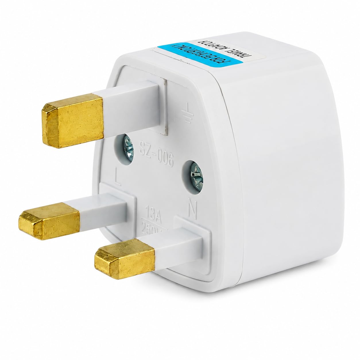 prosac type-g plug adapter uk converter (pack of 1) | india to uk travel plug adapter for uae, dubai, hong kong, singapore & england | universal socket, heavy brass pins, fire-resistant body, 13a 250v