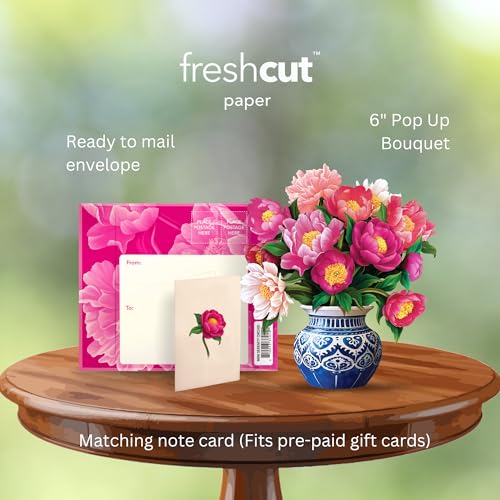 image for Freshcut Paper Pop Up Cards, Paper Flower Bouquet 3D Popup Greeting Ca