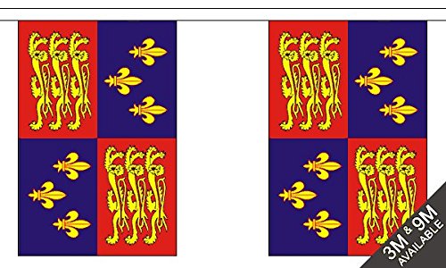 Flagtex Royal Banner 16th Century Fabric Bunting – 3m with 10 Flags – Fabric for Indoor & Outdoor Use – String Flags Banners British Historical Royal Tudor UK England