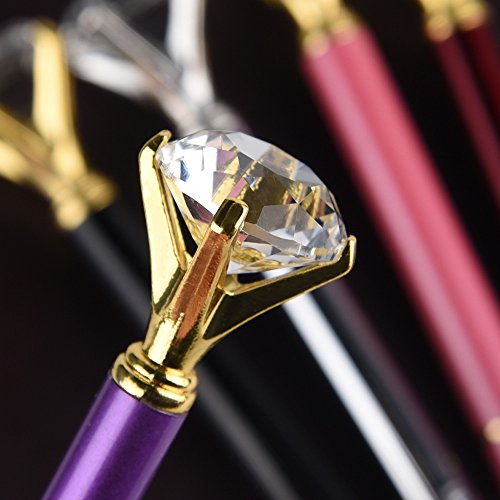 Coopay 12 Pieces Crystal Diamond Pens Bling Rhinestones Metal Ballpoint Pens Black Ink For School Office, 12 Color Variations #TOP2