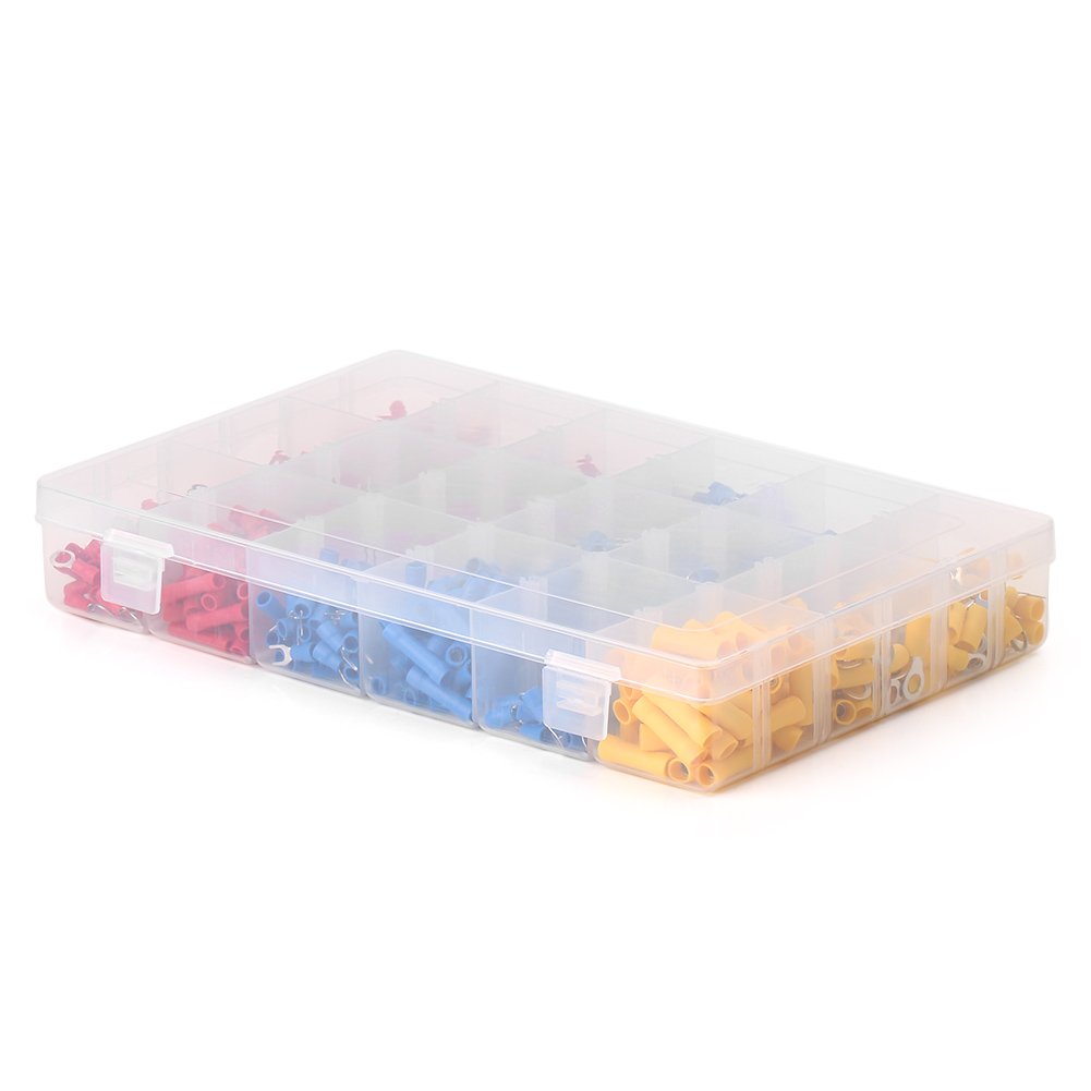 Bacar Kit de cosses à sertir assorties pour l'automobile, 1200 pièces de connecteurs électriques avec assortiment de 18 tailles de bornes assorties.