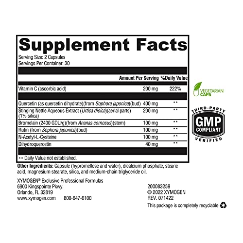 Xymogen Allerdhq - Support For Seasonal Environmental Challenges + The Body's Normal Histamine Response - Nac, Dihydroquercetin, Nettle, Rutin, Quercetin With Bromelain Supplement (60 Capsules) #TOP3