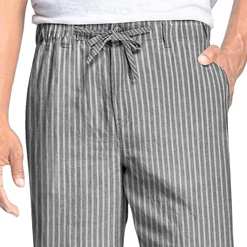 Mens Cotton Striped Broadcloth Pajama Pant Stripe Bottoms with Pockets Sleep Pant Pajama Lounge Sleep Trousers3