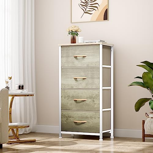 YITAHOME Sturdy Steel Frame Dresser with Fabric Bins - 4 Drawers, Bedroom & Hallway Organizer