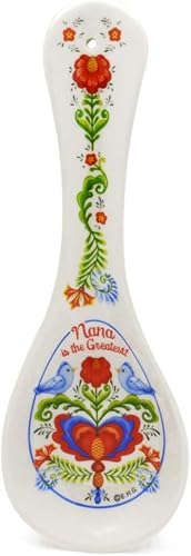 Cuchara decorativa de cerámica para cocina de E.H.G  Birds Artwork "Nana is the Greatest" disponible en Yaxa Peru