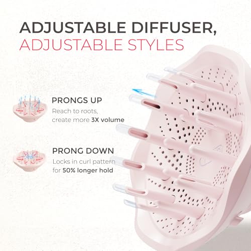 Blow Dryer with Comb, TYMO AIRHYPE Compact 200 Million lonic Hair Dryer with Diffuser, Fast Dry Pink Blow Dryer for Women 110,000RPM Portable Hairdryer for Curly Hair, 4 Temps & 2 Speeds - Image 5