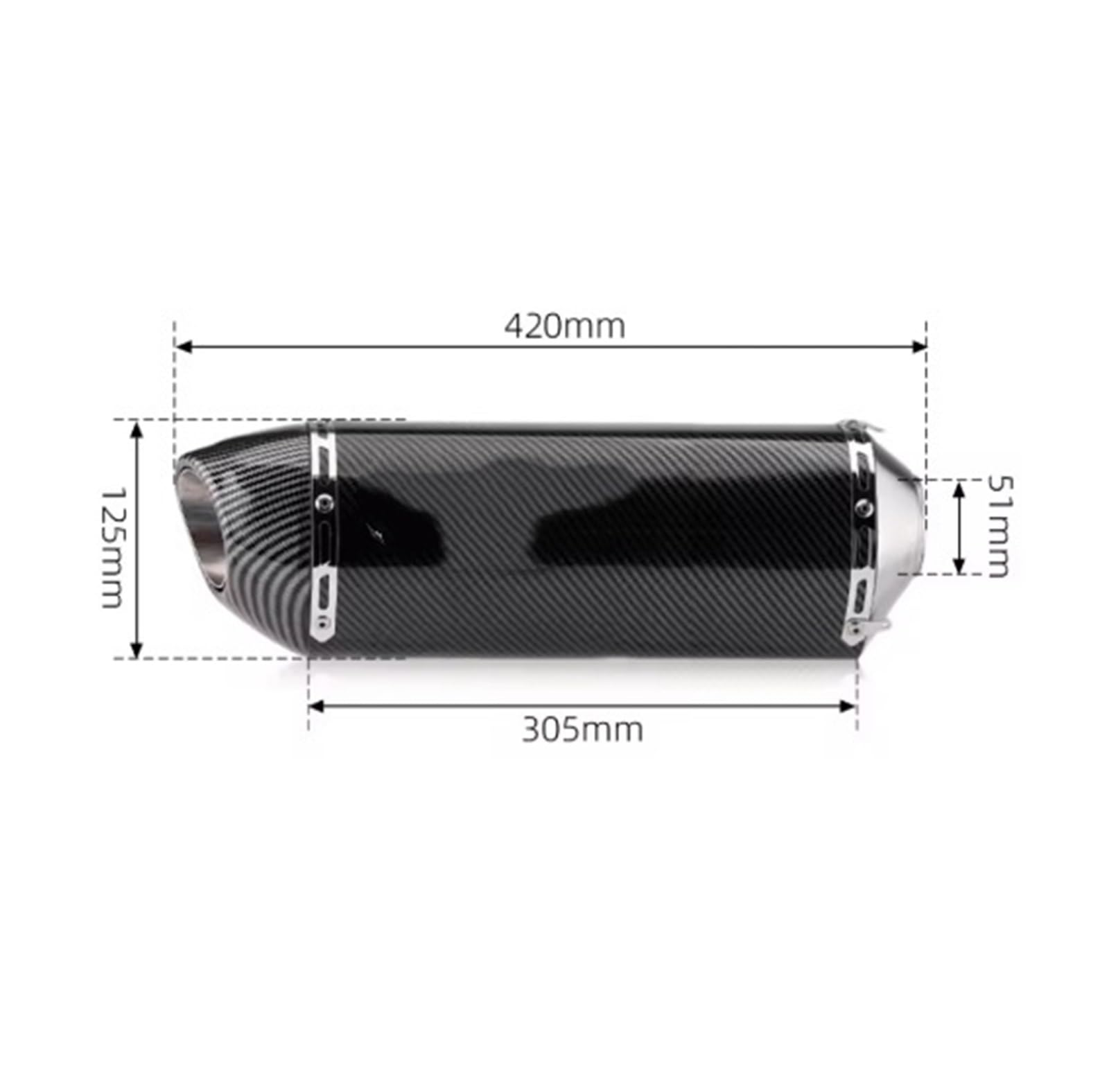 motocyklowy wydech 51mm Uniwersalny Tłumik Wydechowy Motocykla Carbon Pasuje Do GSX250 250SR MT07 RC390(H)