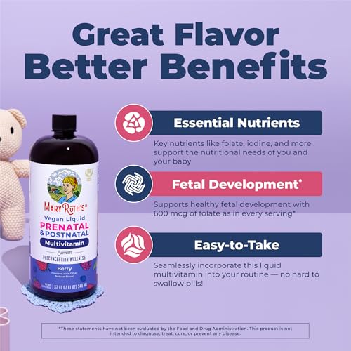 Image of MARYRUTH'S Postnatal & Prenatal Liquid Multivitamin for Women | Selenium | Folate | Healthy Fetal Development | Prenatal Vitamins | Vegan | Non-GMO | Sugar Free | Gluten Free | 32 oz (Pack of 2)