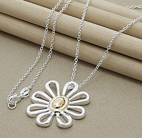 LNNSHX Collares de Plata de Ley, Collar de Plata 925, Colgante de Estrella de Moda, Collar de corazón con Cruz Redonda, Accesorios de joyería para Mujer, Regalo(8)